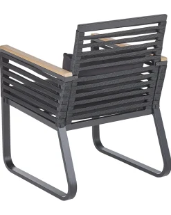 Gartenstuhl Aluminium / Flechtseil Schwarz 2Er Set Canetto