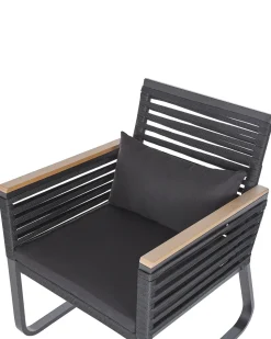 Gartenstuhl Aluminium / Flechtseil Schwarz 2Er Set Canetto