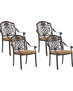 Gartenstuhl Aluminium Dunkelbraun 4Er Set Salento