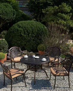Gartenstuhl Aluminium Dunkelbraun 4Er Set Salento