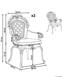 Gartenstuhl Aluminium Dunkelbraun 2Er Set Lizzano