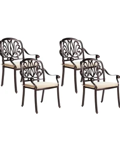 Gartenstuhl Aluminium Dunkelbraun 4Er Set Ancona