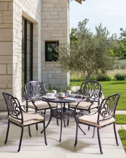 Gartenstuhl Aluminium Dunkelbraun 4Er Set Ancona