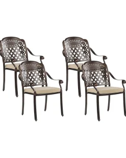 Gartenstuhl Aluminium Dunkelbraun 4Er Set Manfria