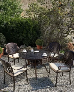 Gartenstuhl Aluminium Dunkelbraun 4Er Set Manfria