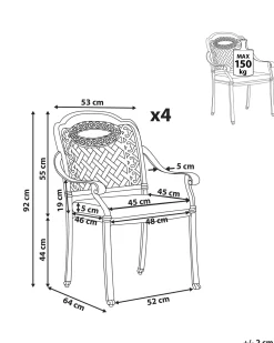 Gartenstuhl Aluminium Dunkelbraun 4Er Set Manfria