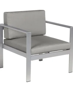 Gartenstuhl Aluminium Grau Auflagen Dunkelgrau Salerno