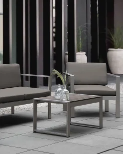 Gartenstuhl Aluminium Grau Auflagen Dunkelgrau Salerno
