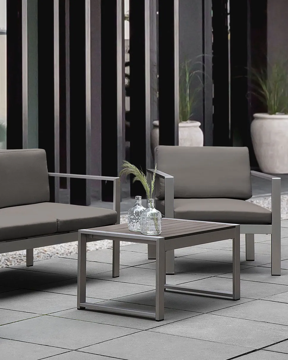 Gartenstuhl Aluminium Grau Auflagen Dunkelgrau Salerno