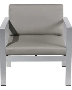 Gartenstuhl Aluminium Grau Auflagen Dunkelgrau Salerno