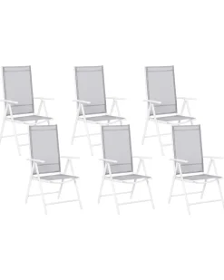 Gartenstuhl Aluminium Grau 6Er Set Verstellbar Catania