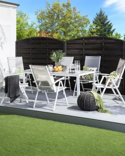 Gartenstuhl Aluminium Grau 6Er Set Verstellbar Catania