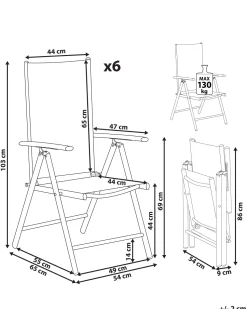 Gartenstuhl Aluminium Grau 6Er Set Verstellbar Catania