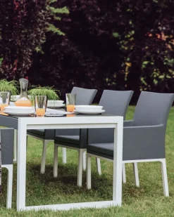 Gartenstuhl Aluminium Grau 2Er Set Bacoli