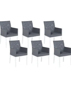 Gartenstuhl Aluminium Grau 6Er Set Bacoli