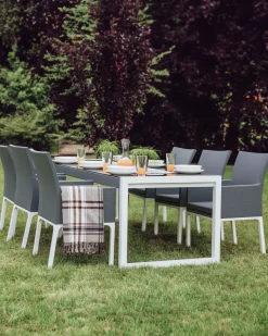 Gartenstuhl Aluminium Grau 6Er Set Bacoli
