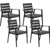 Gartenstuhl Aluminium Schwarz 4Er Set Auflagen Grau Taviano