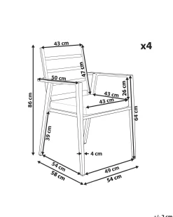 Gartenstuhl Aluminium Schwarz 4Er Set Auflagen Grau Taviano