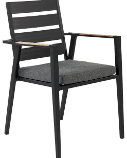 Gartenstuhl Aluminium Schwarz 4Er Set Auflagen Grau Taviano