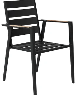Gartenstuhl Aluminium Schwarz 4Er Set Auflagen Grau Taviano