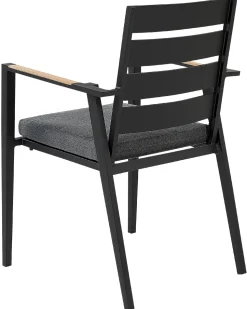 Gartenstuhl Aluminium Schwarz 4Er Set Auflagen Grau Taviano
