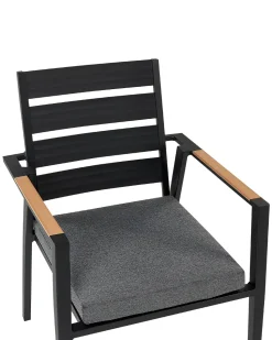 Gartenstuhl Aluminium Schwarz 4Er Set Auflagen Grau Taviano
