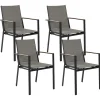 Gartenstuhl Aluminium Schwarz 4Er Set Busseto