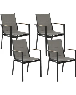 Gartenstuhl Aluminium Schwarz 4Er Set Busseto
