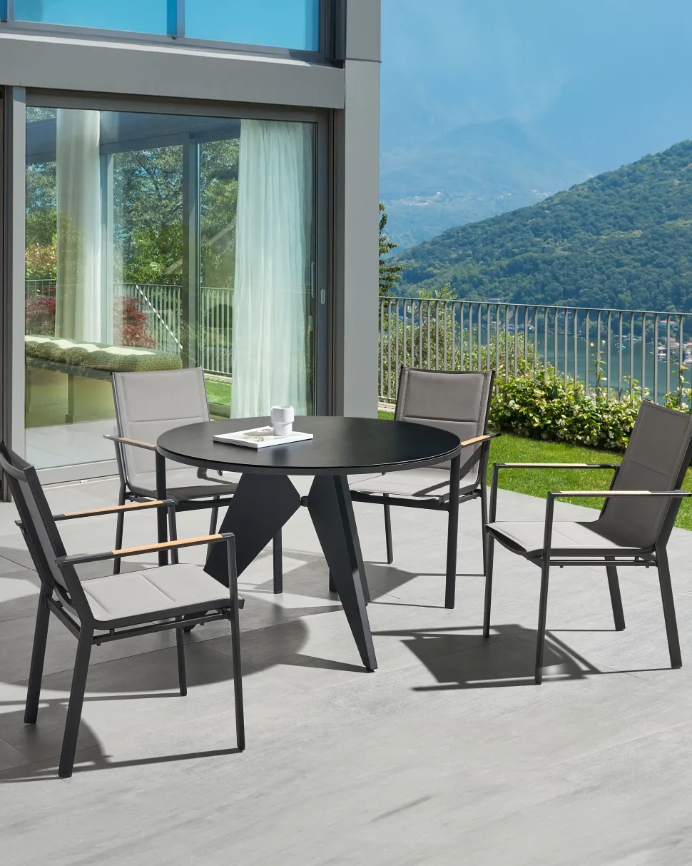 Gartenstuhl Aluminium Schwarz 4Er Set Busseto