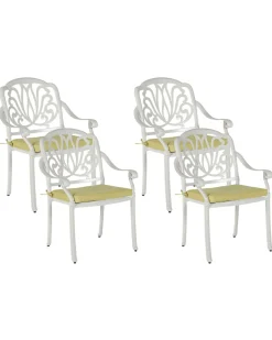 Gartenstuhl Aluminium Weis 4Er Set Ancona