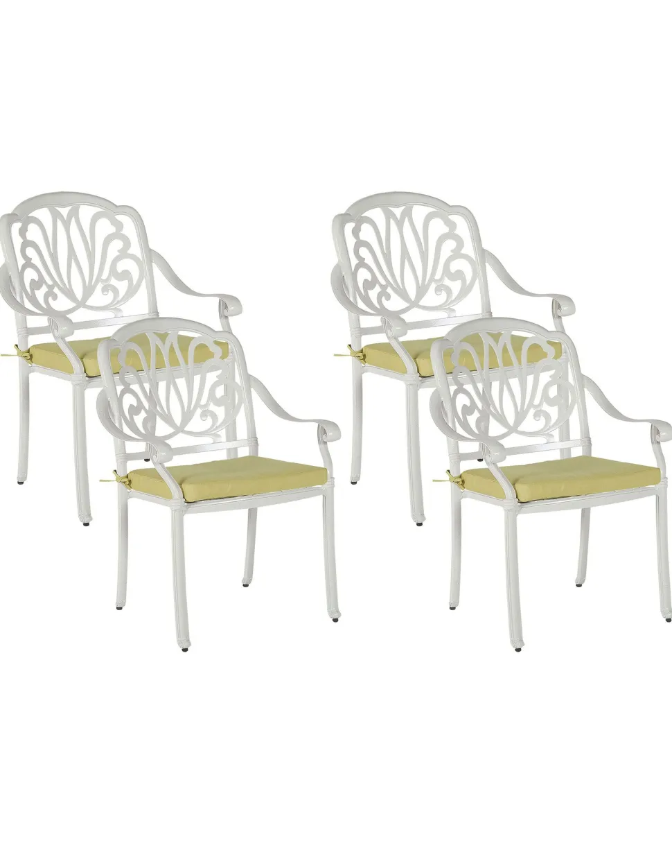 Gartenstuhl Aluminium Weis 4Er Set Ancona