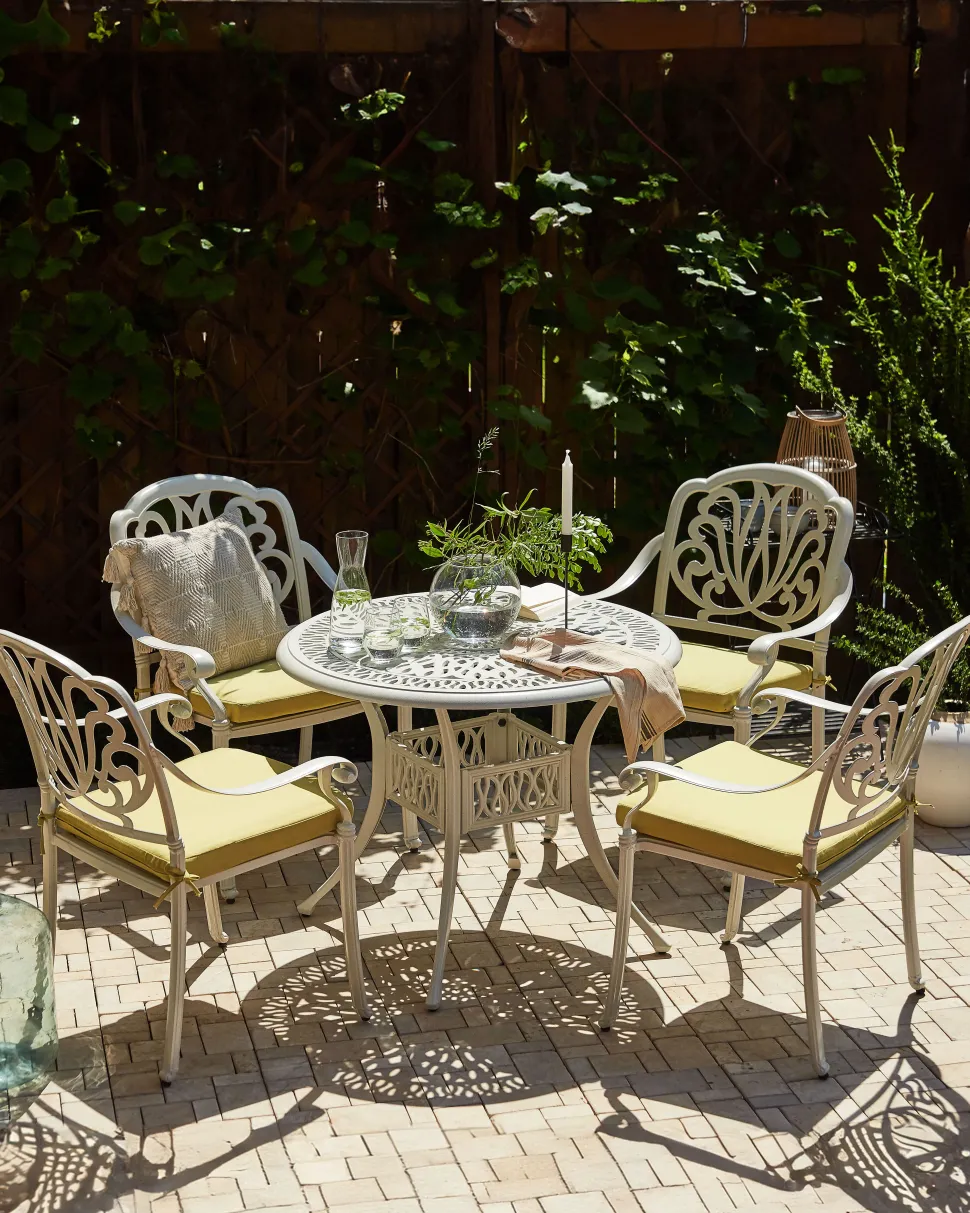 Gartenstuhl Aluminium Weis 4Er Set Ancona
