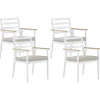 Gartenstuhl Aluminium Weis Auflagen Beige 4Er Set Cavoli