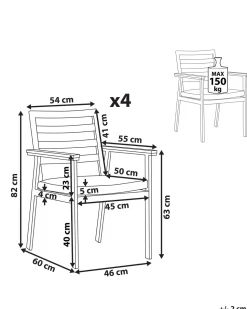 Gartenstuhl Aluminium Weis Auflagen Beige 4Er Set Cavoli