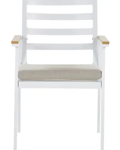 Gartenstuhl Aluminium Weis Auflagen Beige 4Er Set Cavoli