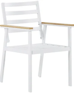 Gartenstuhl Aluminium Weis Auflagen Beige 4Er Set Cavoli