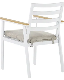 Gartenstuhl Aluminium Weis Auflagen Beige 4Er Set Cavoli