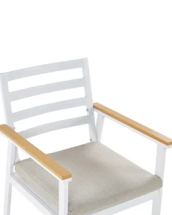 Gartenstuhl Aluminium Weis Auflagen Beige 4Er Set Cavoli