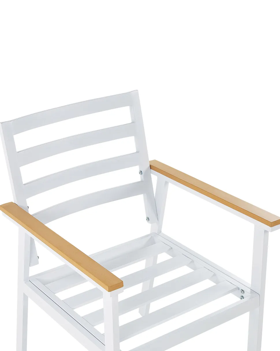 Gartenstuhl Aluminium Weis Auflagen Beige 4Er Set Cavoli