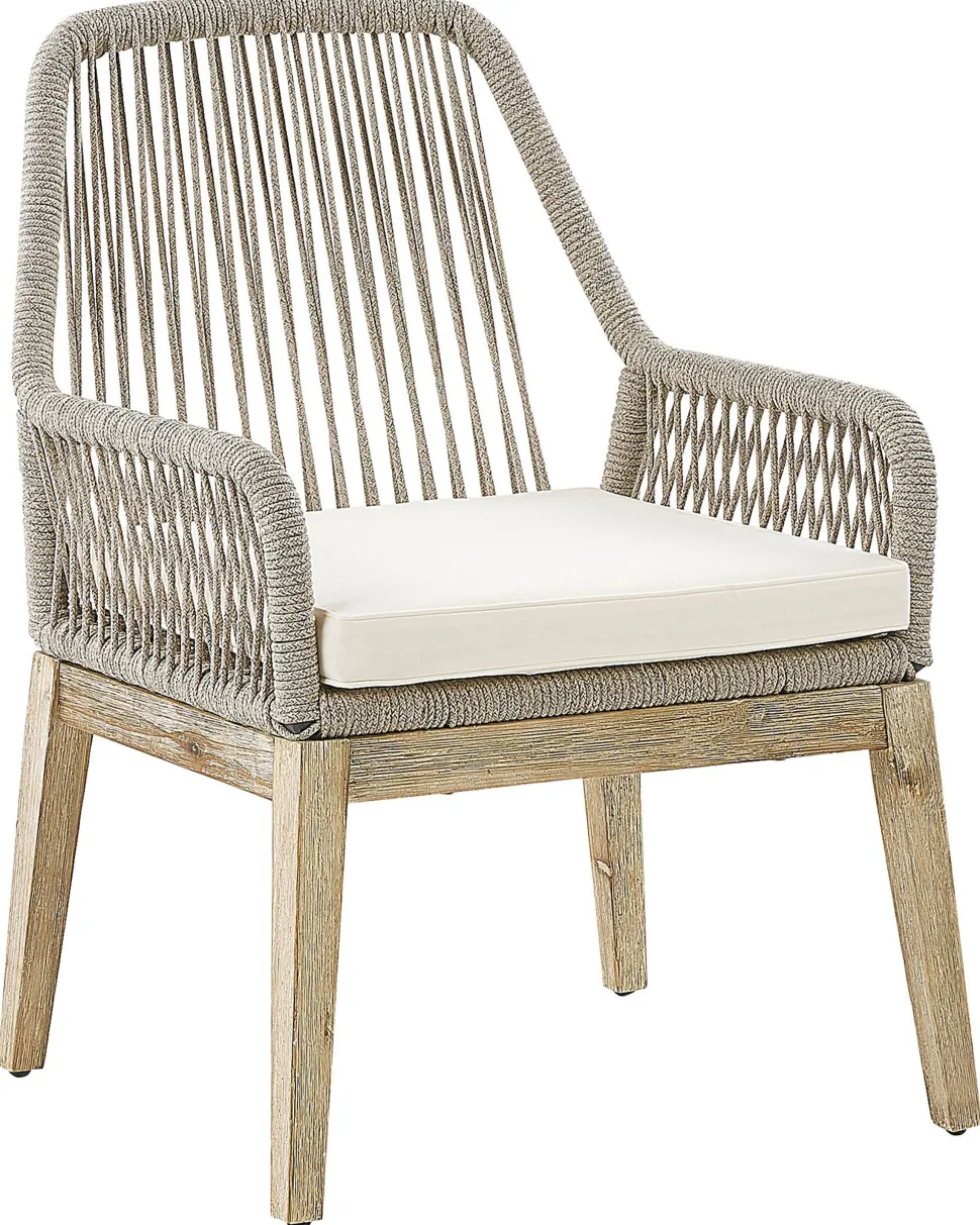 Gartenstuhl Beige / Heller Holzfarbton 2Er Set Auflagen Cremeweis Olbia