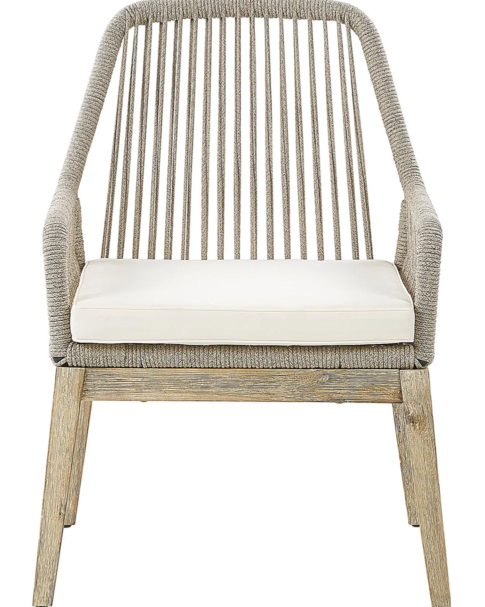 Gartenstuhl Beige / Heller Holzfarbton 2Er Set Auflagen Cremeweis Olbia