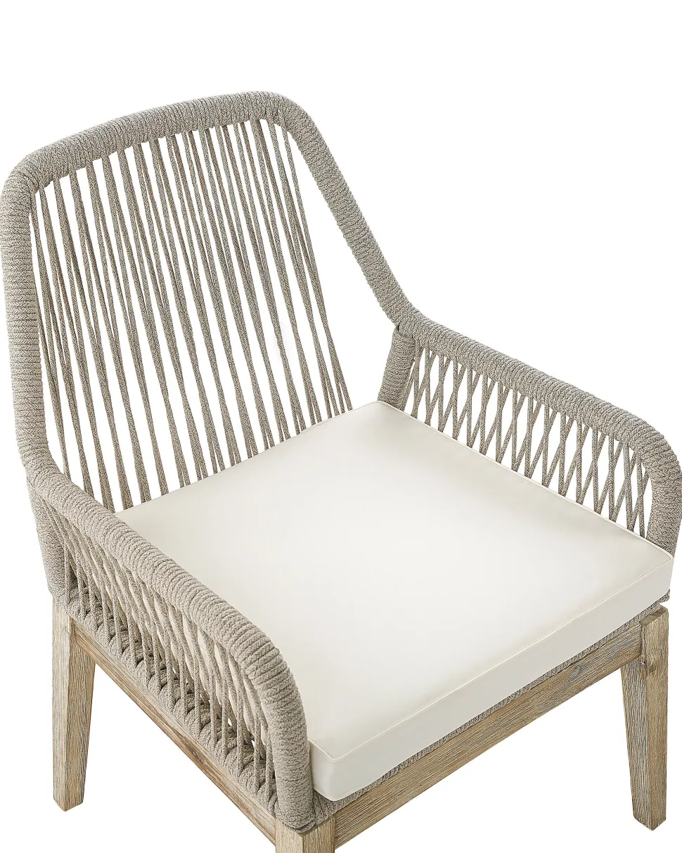 Gartenstuhl Beige / Heller Holzfarbton 2Er Set Auflagen Cremeweis Olbia