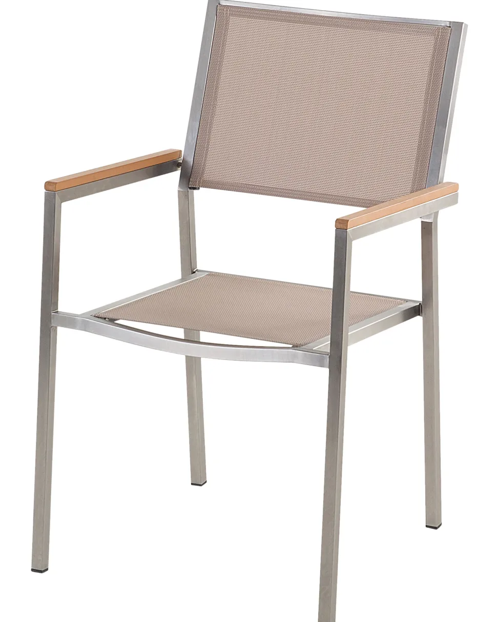 Gartenstuhl Beige 4Er Set Edelstahl Grosseto