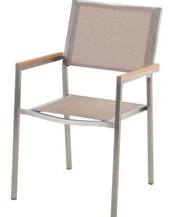 Gartenstuhl Beige 6Er Set Edelstahl Grosseto