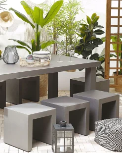 Gartenstuhl Beton Grau Matt U-Form 2Er Set Taranto