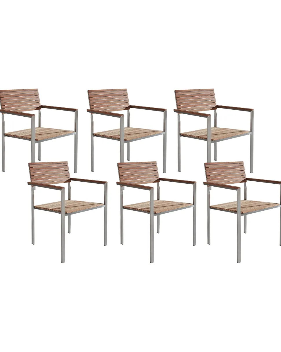 Gartenstuhl Edelstahl / Teakholz Hellbraun 6Er Set Viareggio