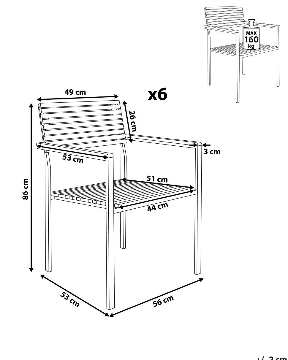 Gartenstuhl Edelstahl / Teakholz Hellbraun 6Er Set Viareggio