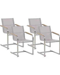 Gartenstuhl Edelstahl Beige 4Er Set Cosoleto
