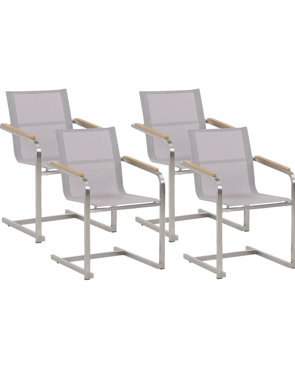 Gartenstuhl Edelstahl Beige 4Er Set Cosoleto