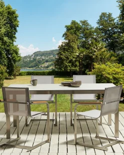 Gartenstuhl Edelstahl Beige 4Er Set Cosoleto